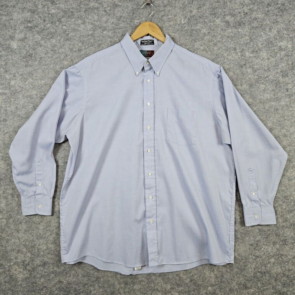 REPP Ltd Dress Shirt Men's Blue Size 18-35 BIG (XXL) Pima Blend Single Needle‎